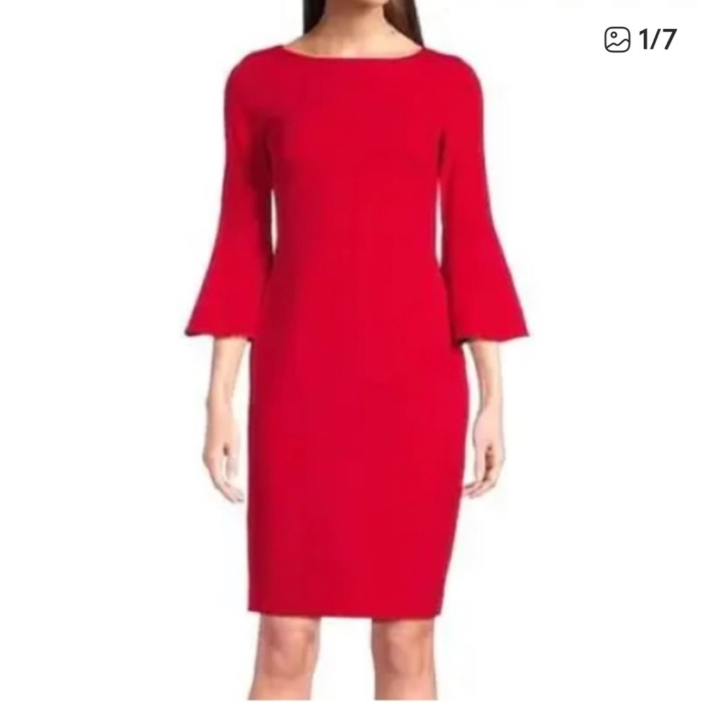Calvin Klein Collection Red Long Sleeve Dress